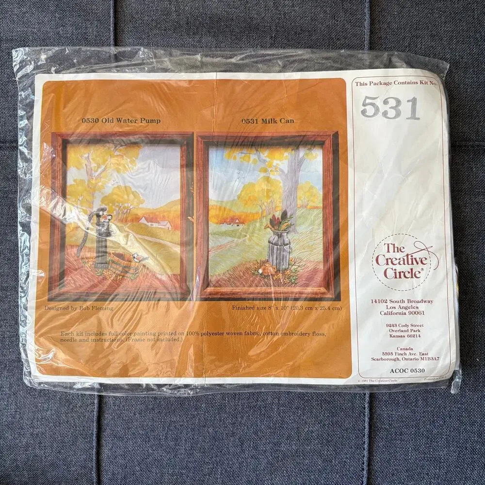 Milk Can Vintage Stamped Embroidery Kit by The Creative Circle - 1981 - Cottage